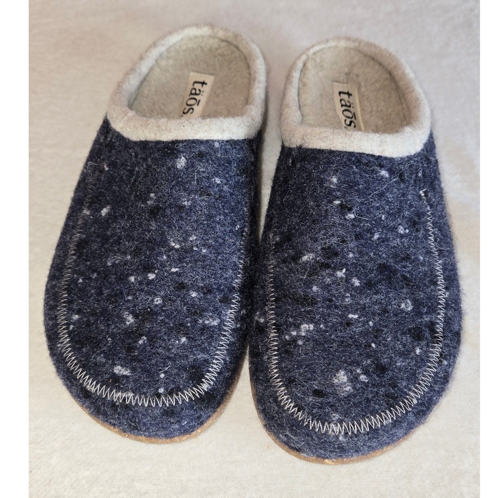 Taos Woolly Charcoal Speckled Wool Clog Slippers Womens Size 9.5